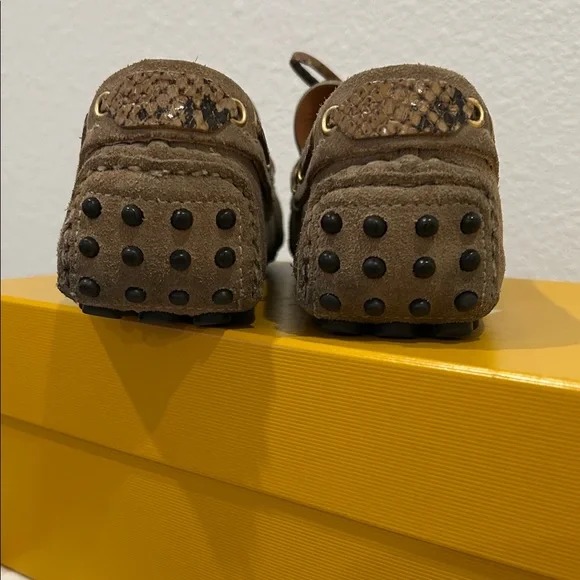 Brown Suede Loafers with Lace Detail - Picture 4 of 12